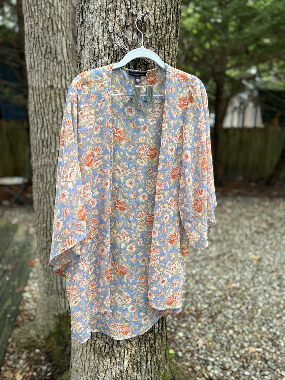 Light Blue Floral Kimono - AEO